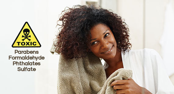 Image of Woman Washing Her Hair with Toxic Chemicals