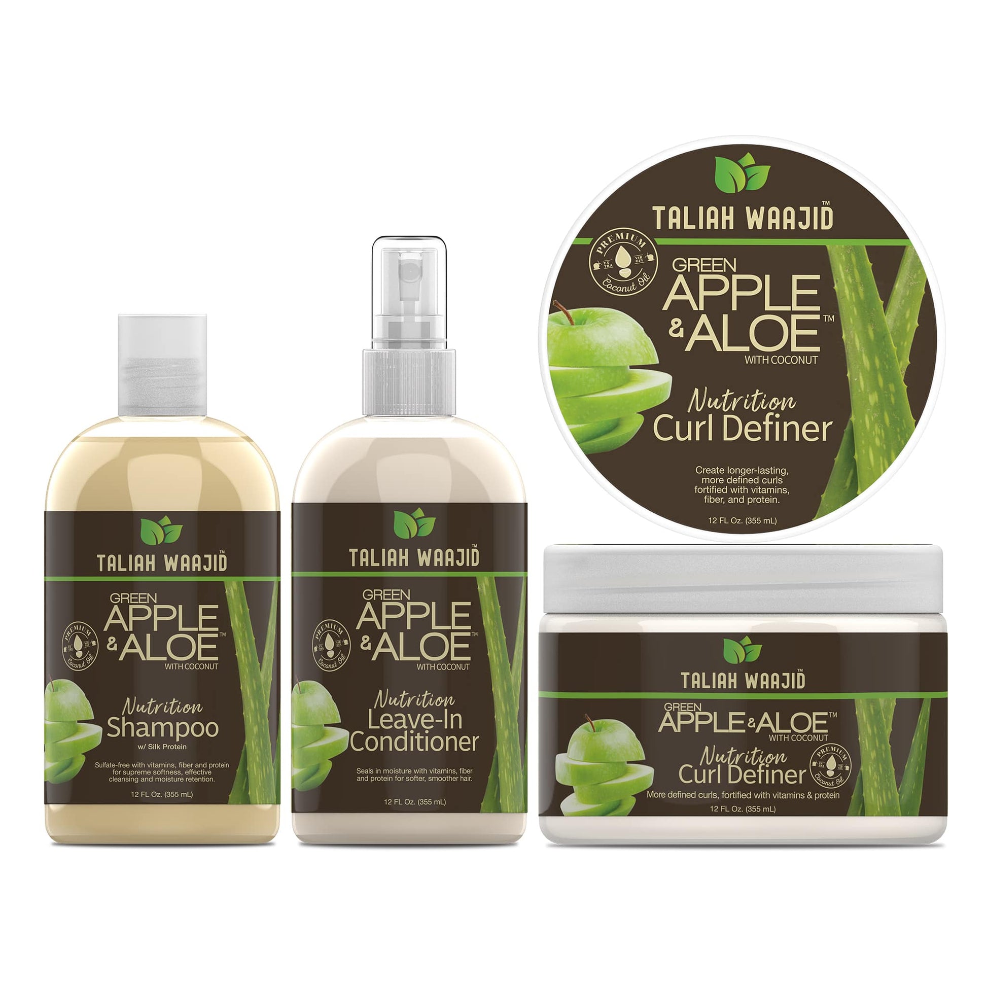 Taliah Waajid Green Apple And Aloe Curly Coily Definer Regimen Bundle